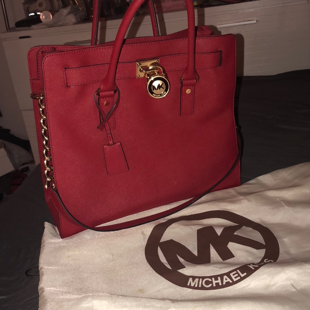 Michael kors red hamilton tote